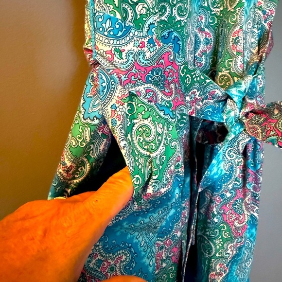 Talbots RETRO PAISLEY FIT-AND-FLARE DRESS Women's Sz 8p 18" PTP MIDI - Picture 7 of 8